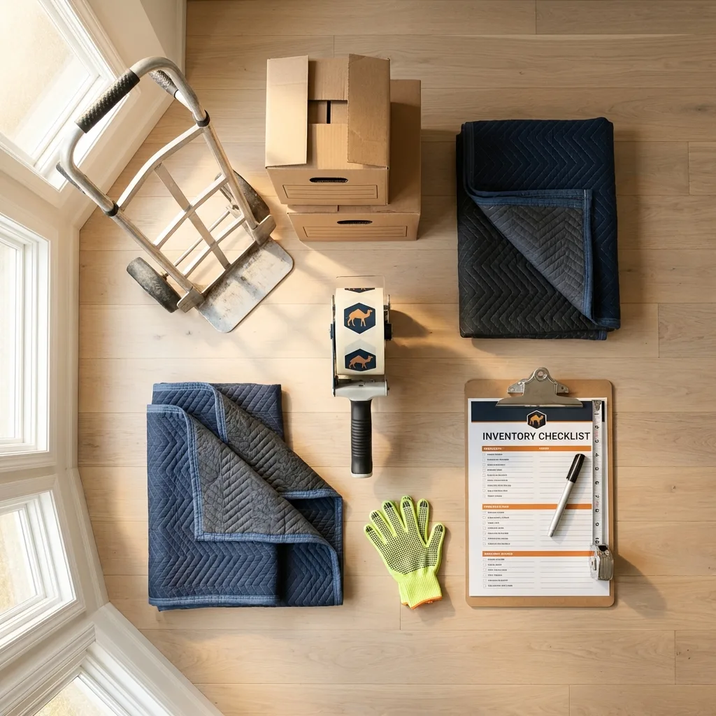 Professional moving supplies and packing materials layout for Black Canyon City residential relocations